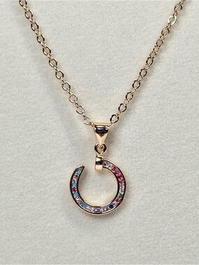 18k rose gold-plated multicolored pendant necklace